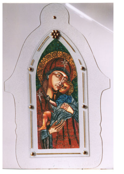 Icona Madonna del Carmelo su vetro