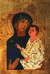 Icona escatologica della Chiesa Ortodossa risorta. Terre emulsionate all'uovo e fogli in oro.